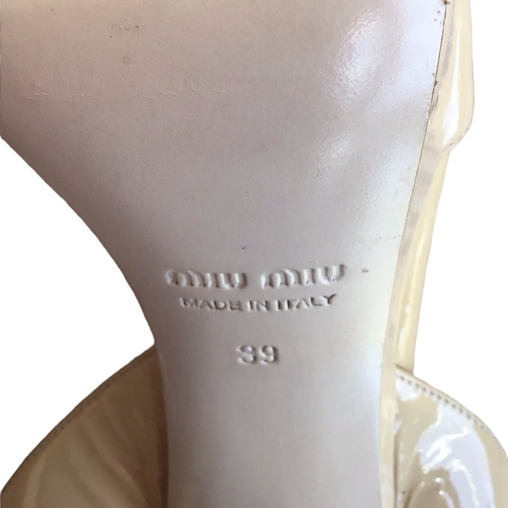 Miu Miu Patent Jewel Heel Platform Sandal Nude Size 39 - Picture 13 of 16